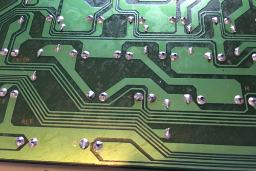 The backside of the printed circuit board