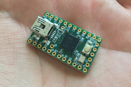 Teensy microcontroller in my hand
